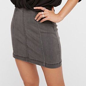 Free People Modern Femme Grey Denim Mini